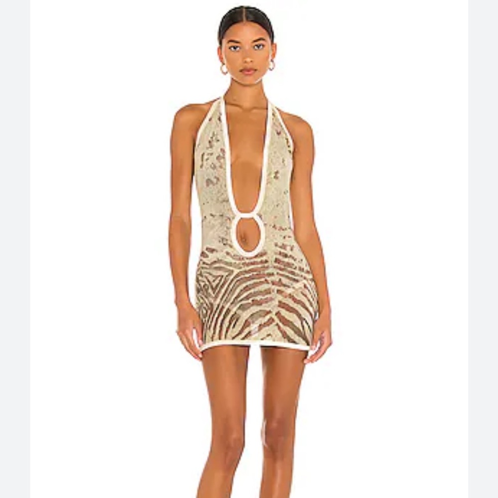 POSTER GIRL Beige and Brown Mini Dress